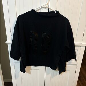 DKNY Sport Black Cropped Logo Active Top Size Large